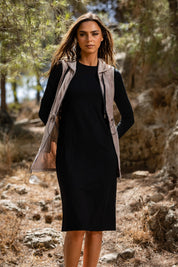 Basic Robe Côtelée - Noir