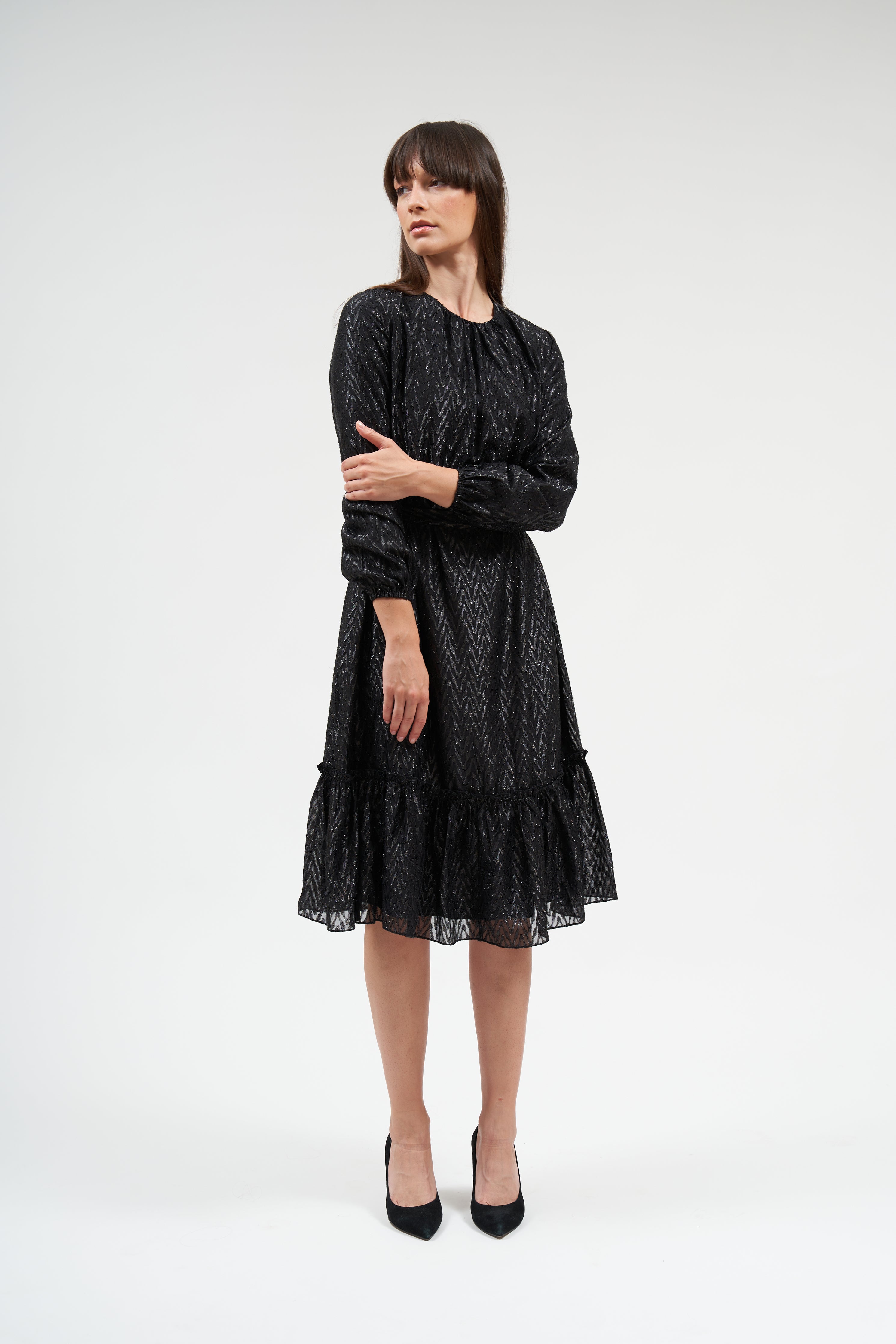 Bella Robe à Volants - Noir