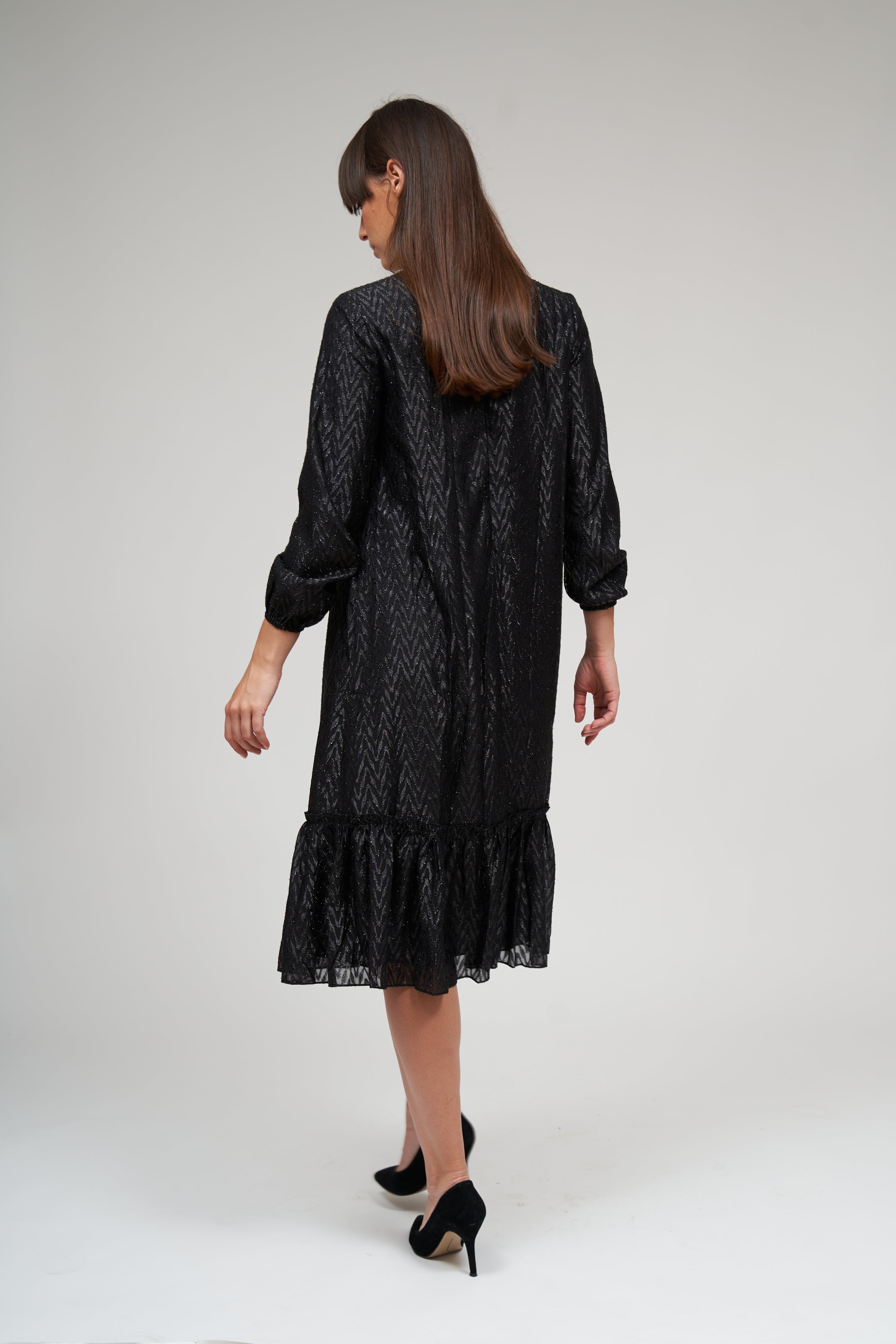 Bella Robe à Volants - Noir