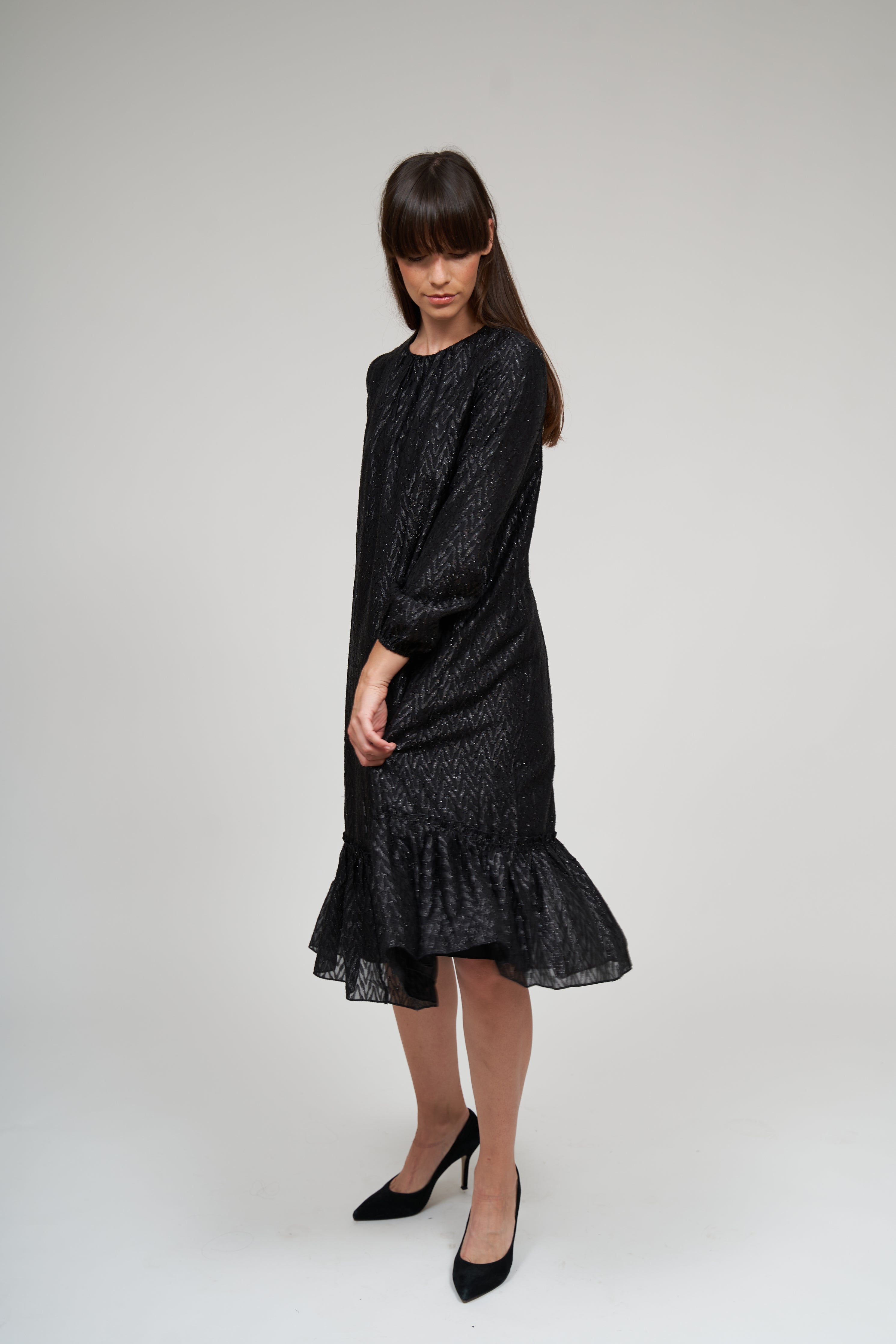 Bella Robe à Volants - Noir