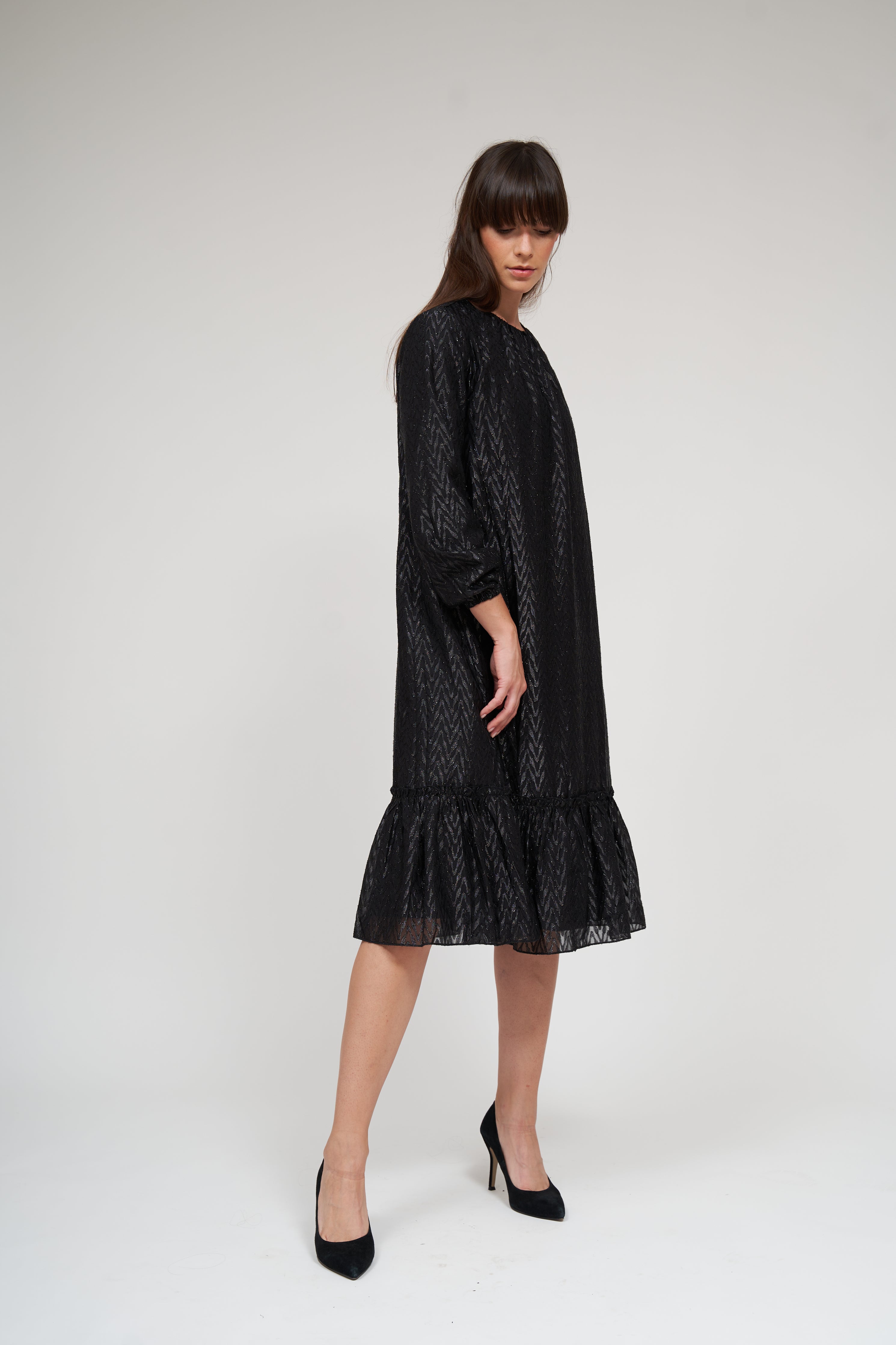 Bella Robe à Volants - Noir