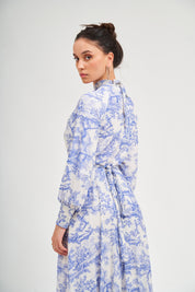 Blue Toile Robe Maxi