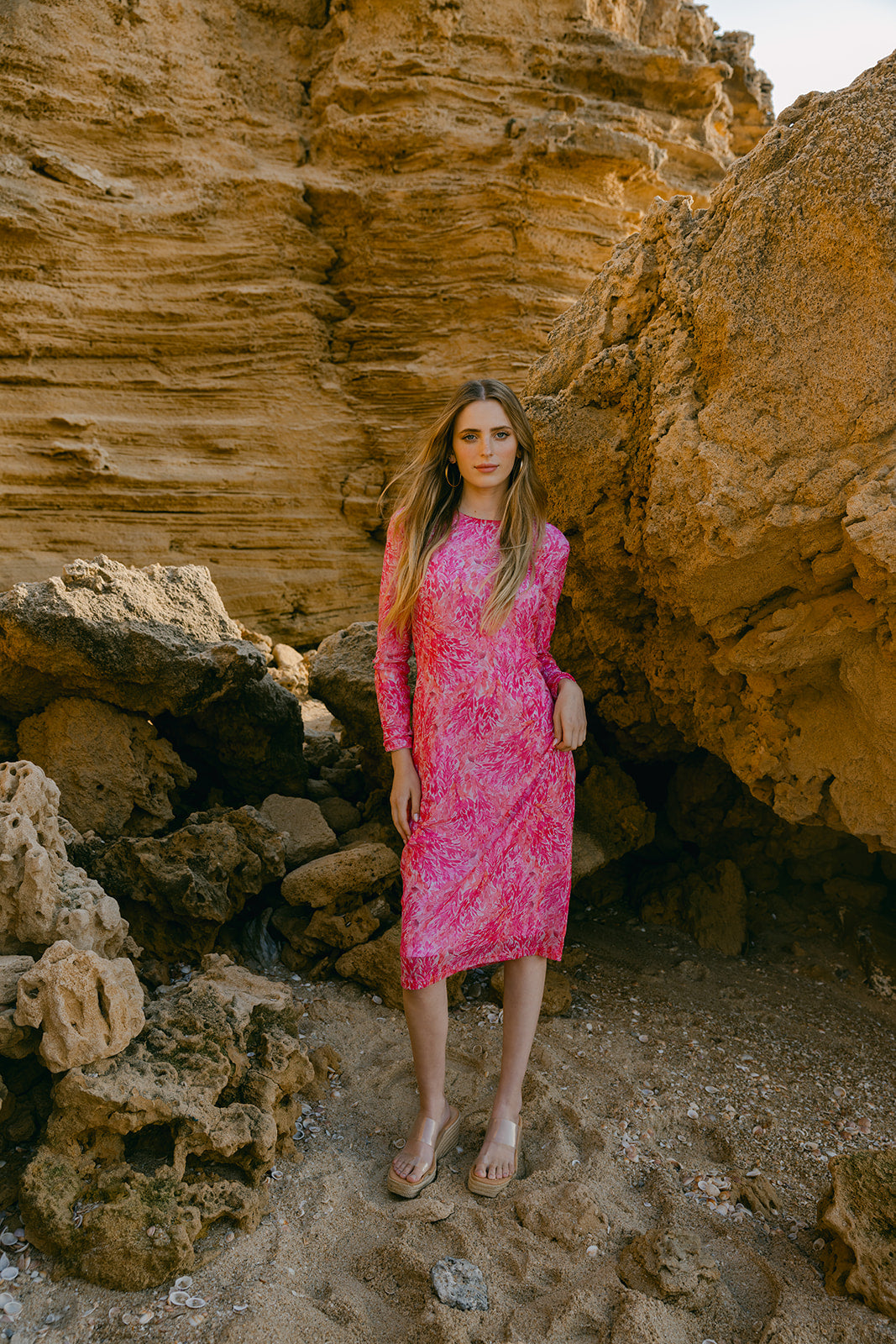 Robe en mesh rose