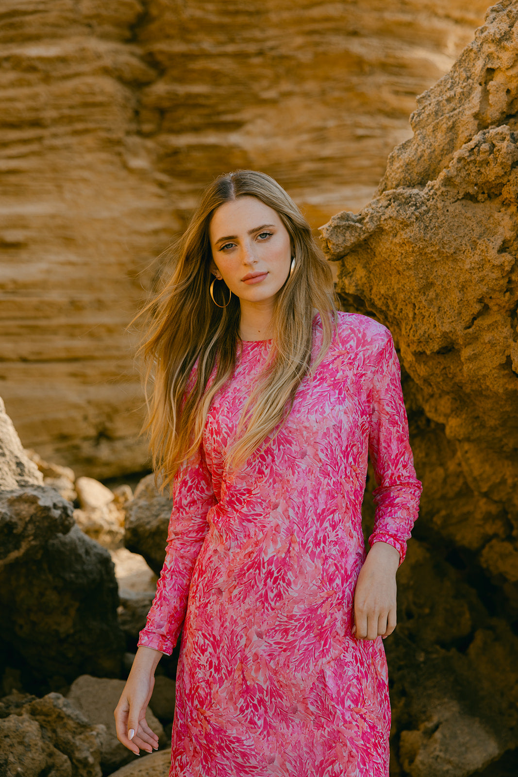 Robe en mesh rose