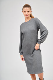 Puff Sleeve Dress - Gris chiné