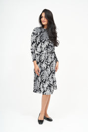New Swing Floral Velvet Dress : Noir et Argent Givré