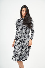 New Swing Floral Velvet Dress : Noir et Argent Givré