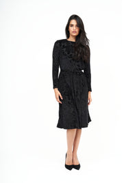 New Robe en Velours à Fleurs Swing : Noir