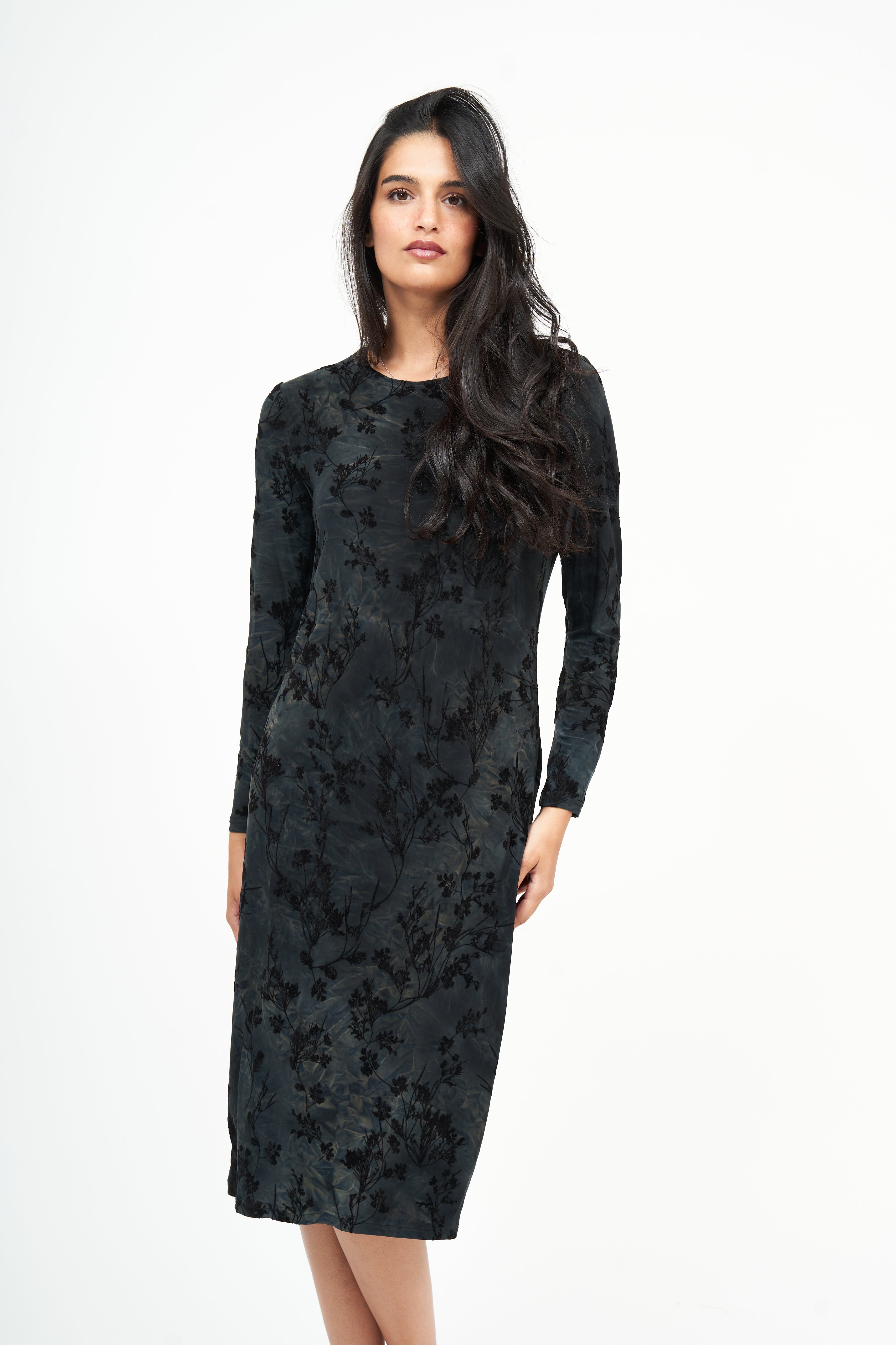 Loose Basic Floral Velvet : Noir/Gris