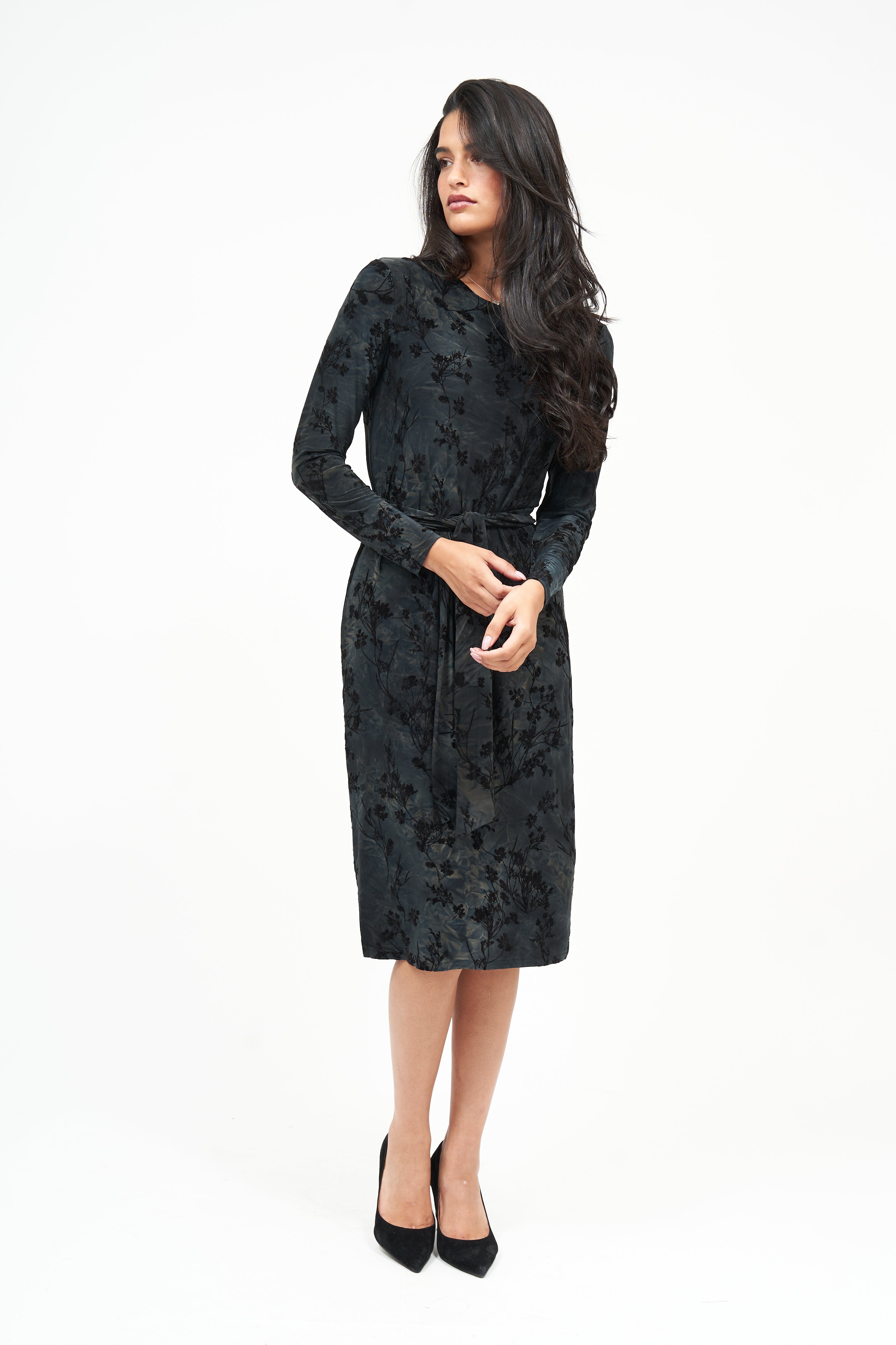 Loose Basic Floral Velvet : Noir/Gris