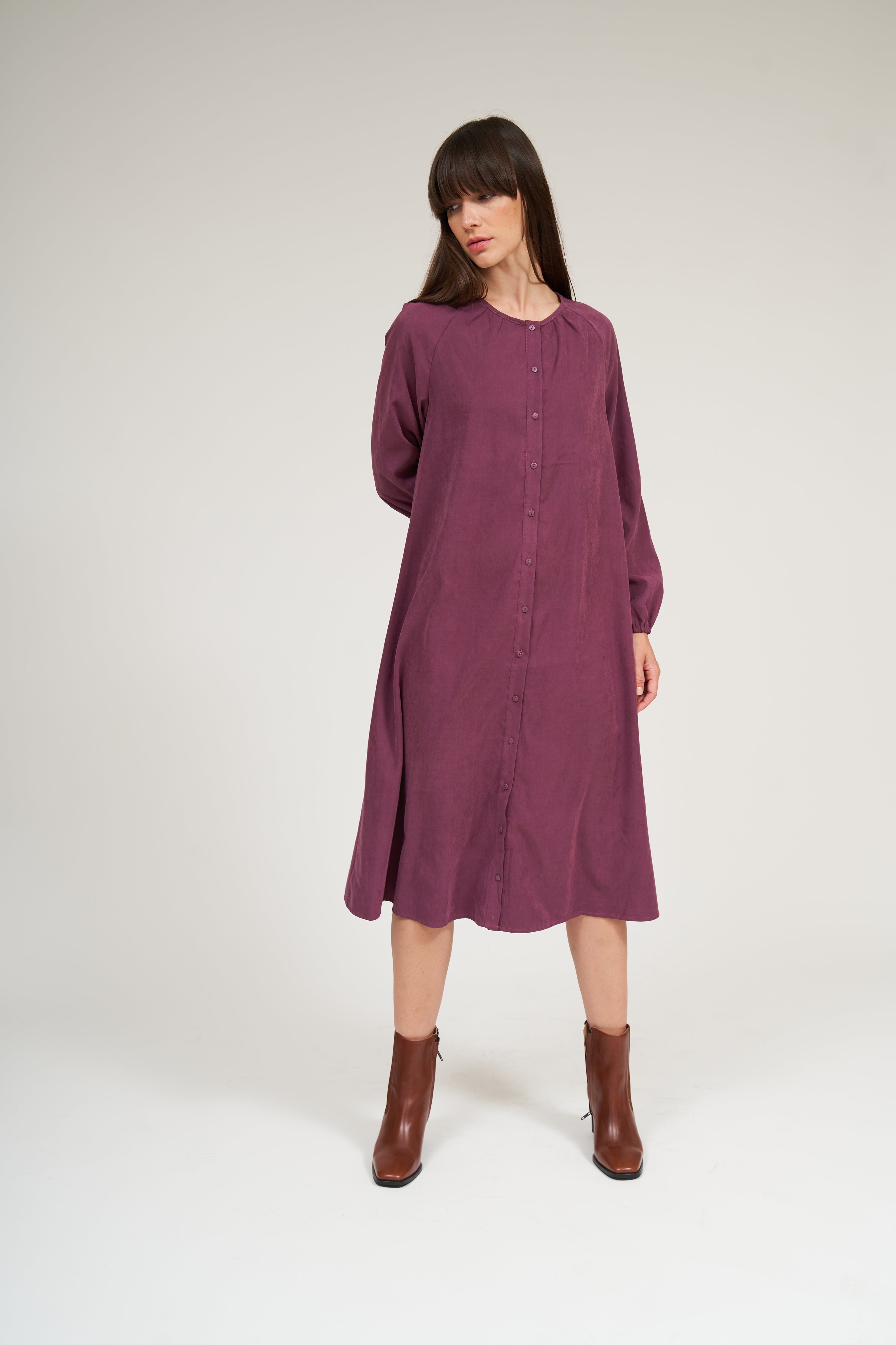 Olivia Robe boutonnée à manches raglan - Sangria