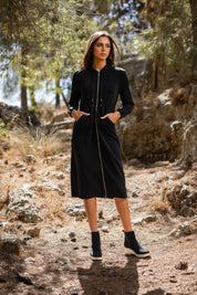Robe sweat à capuche courte noire