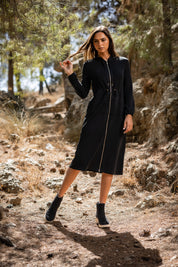 Robe sweat à capuche courte noire