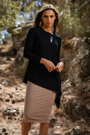 טופ אסימטרי שחור