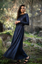 Metallic Navy Maxi Dress