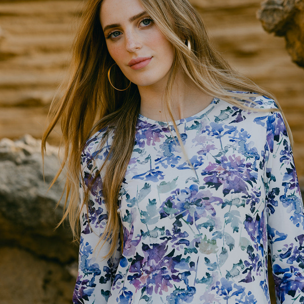 Daniella Faye Summer Warehouse Sale — Modest Olivia Dress in Steel Blue