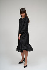 Bella-  Black Ruffle Dress - Women's Fashion