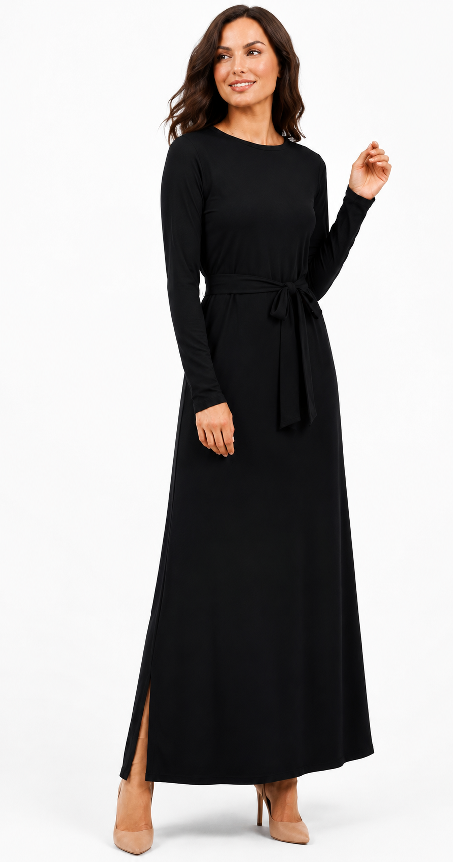 Empress Modest Maxi Dress for Women | Long Sleeve Elegant Knit Dress | Black