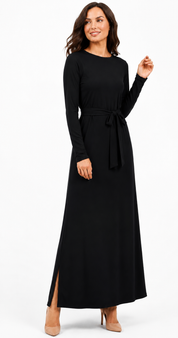 Empress Modest Maxi Dress for Women | Long Sleeve Elegant Knit Dress | Black