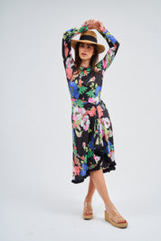 Loose Basic Dress - Black Primrose (Includes Complimentary Wrap)