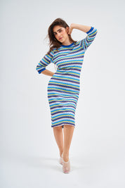 Royal Chevron Loose Basic Dress