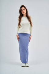 Modest Light Blue Denim Wash Pencil Maxi Skirt – Women's Fashion