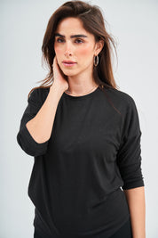 Modest Speckled Black Dalia Top – Women's Fashion
