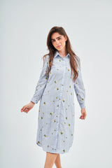 Blue Seersucker Shirt Dress
