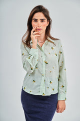 Modest Green Basic Woven Shirt – Women's Fashion