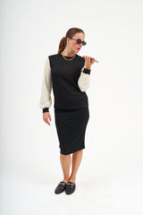 Modest Black & Ivory Sheepskin Top – Women's Fashion