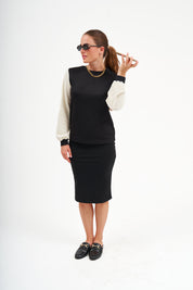 Modest Black & Ivory Sheepskin Top – Women's Fashion