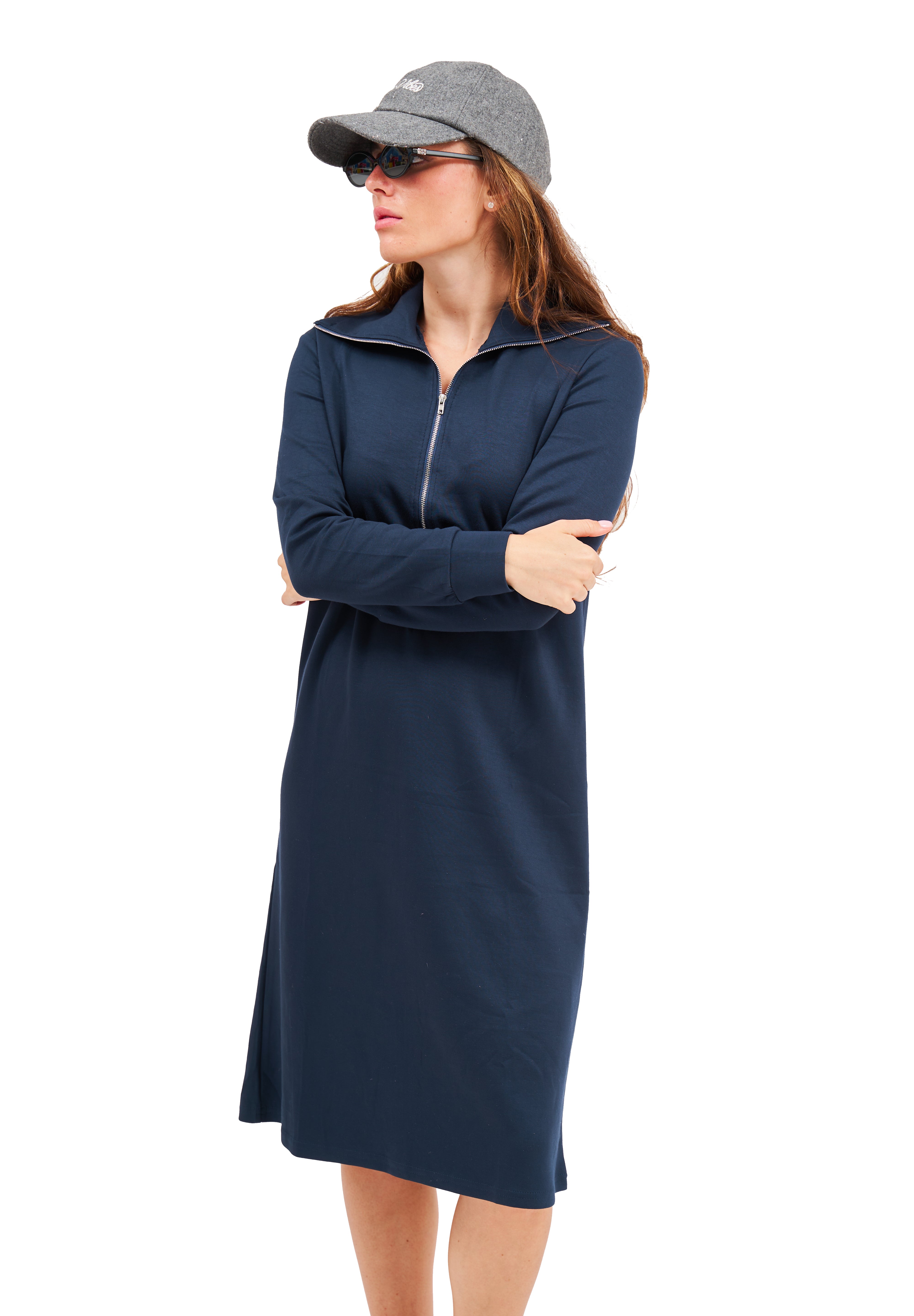 Modest Navy Serena Half Zip – Women's Fashion