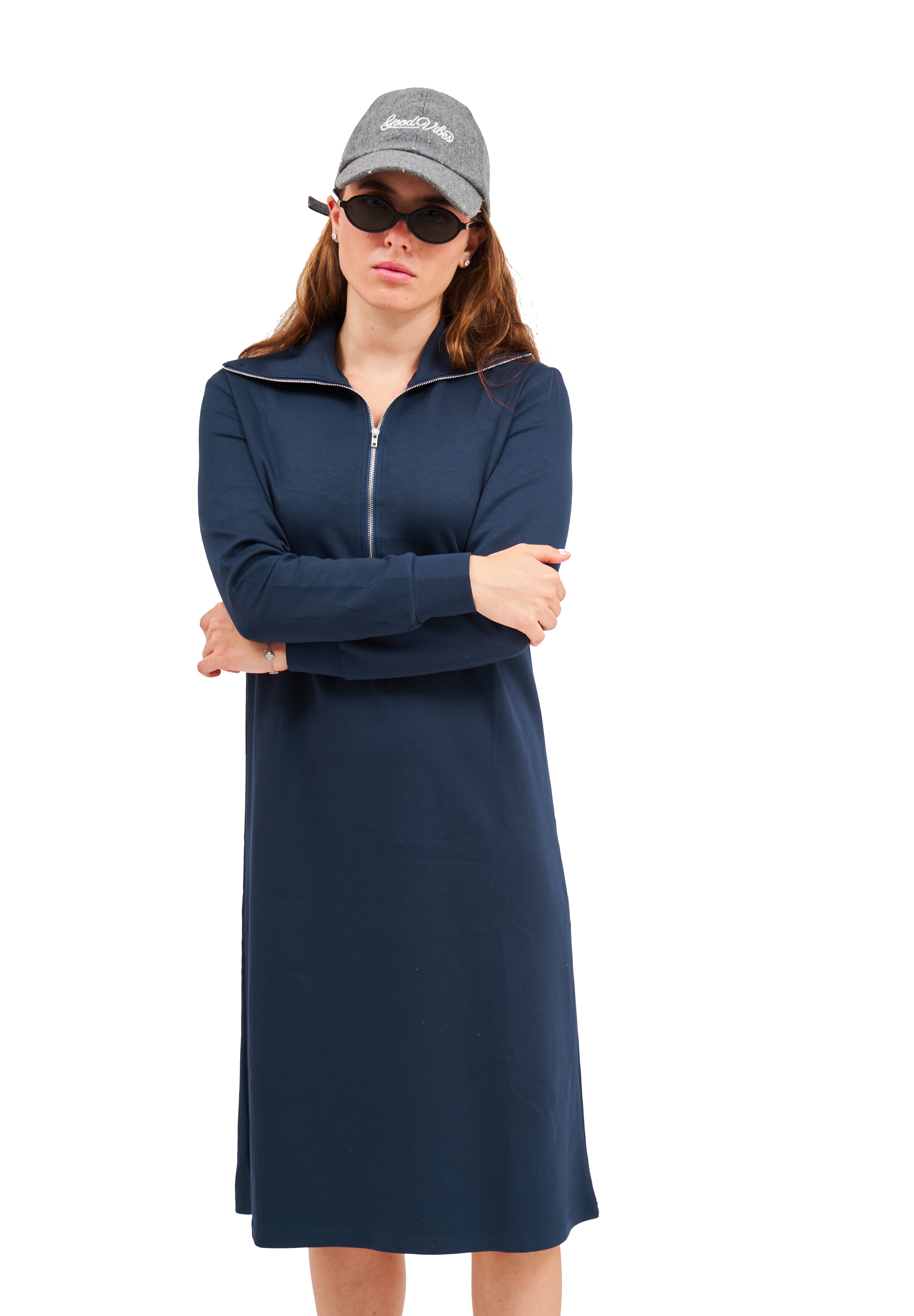 Modest Navy Serena Half Zip – Women's Fashion