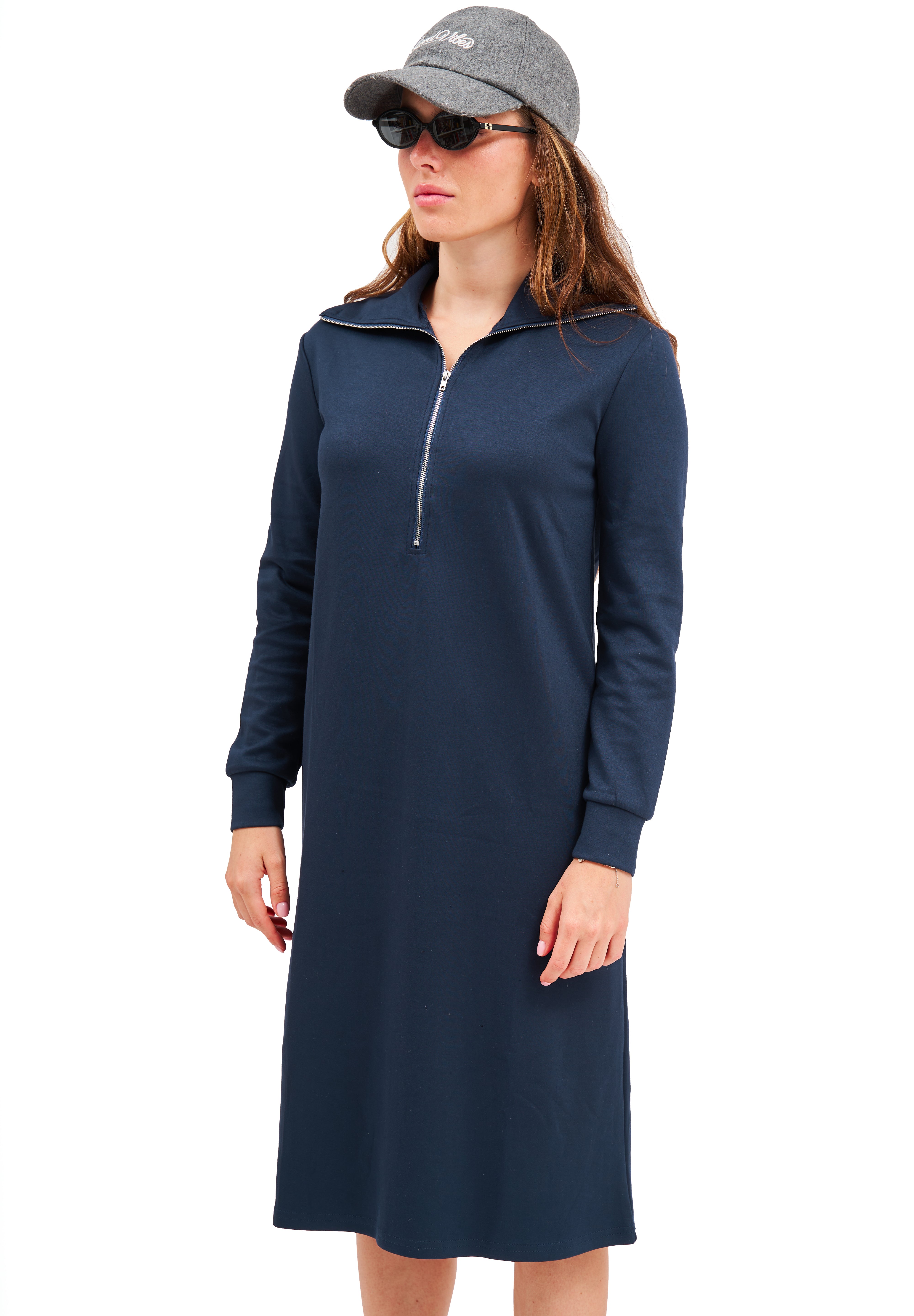 Modest Navy Serena Half Zip – Women's Fashion