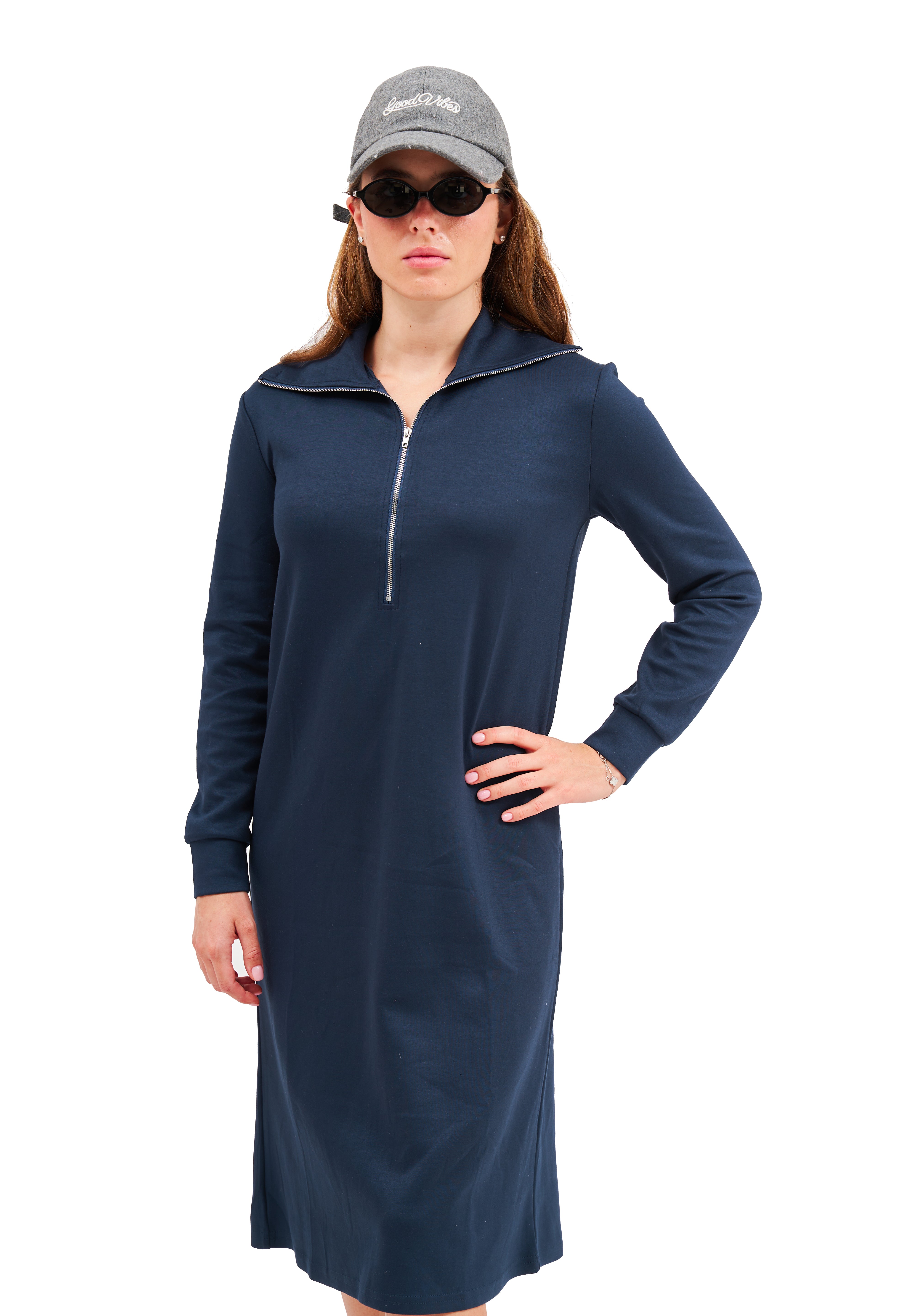 Modest Navy Serena Half Zip – Women's Fashion