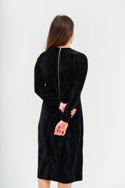 Modest Black Back Zipper Velvet Dress – Women's Fashion