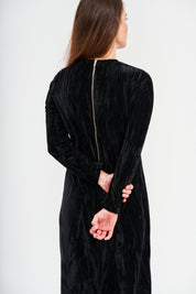 Modest Black Back Zipper Velvet Dress – Women's Fashion