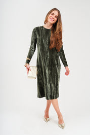 Modest Olive Velvet Loose Basic Dress – Women's Fashion