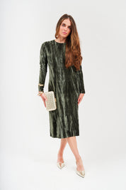 Modest Olive Velvet Loose Basic Dress – Women's Fashion