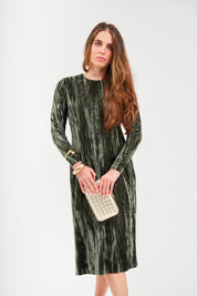 Modest Olive Velvet Loose Basic Dress – Women's Fashion