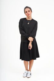 Modest Black Puff Sleeve Top – Women's Casual Top