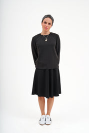 Modest Black Puff Sleeve Top – Women's Casual Top