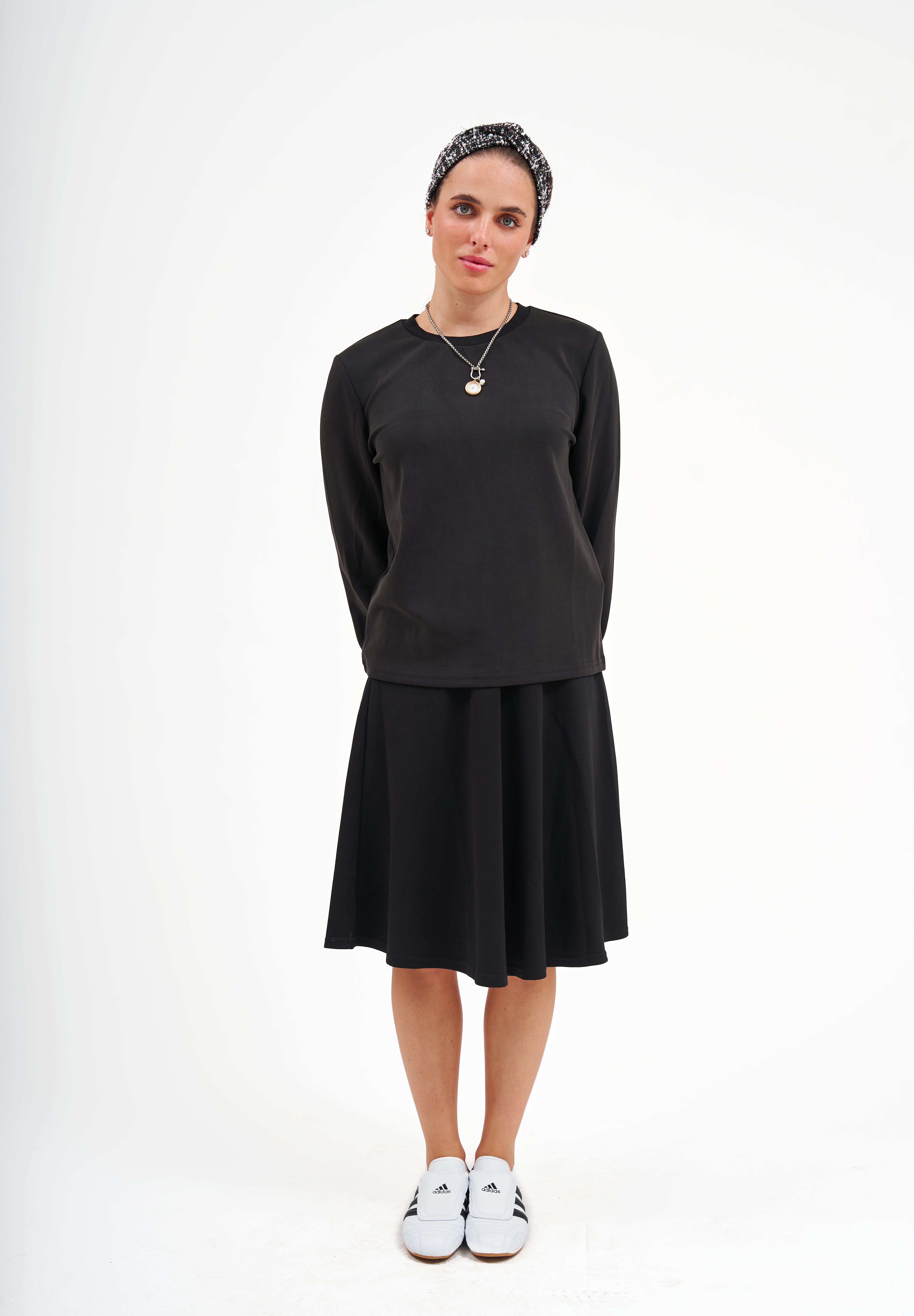 Modest Black Puff Sleeve Top – Women's Casual Top