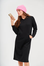 Modest Black Pullover Hoodie Dress – Women's Fashion