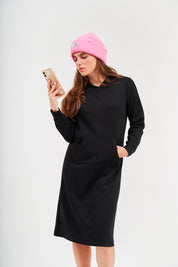 Modest Black Pullover Hoodie Dress – Women's Fashion