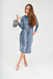 Modest Velvet Grey Loose Basic Dress – Women's Fashion