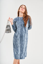 Modest Velvet Grey Loose Basic Dress – Women's Fashion