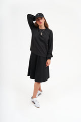 Modest Black Puff Sleeve Top – Women's Casual Top