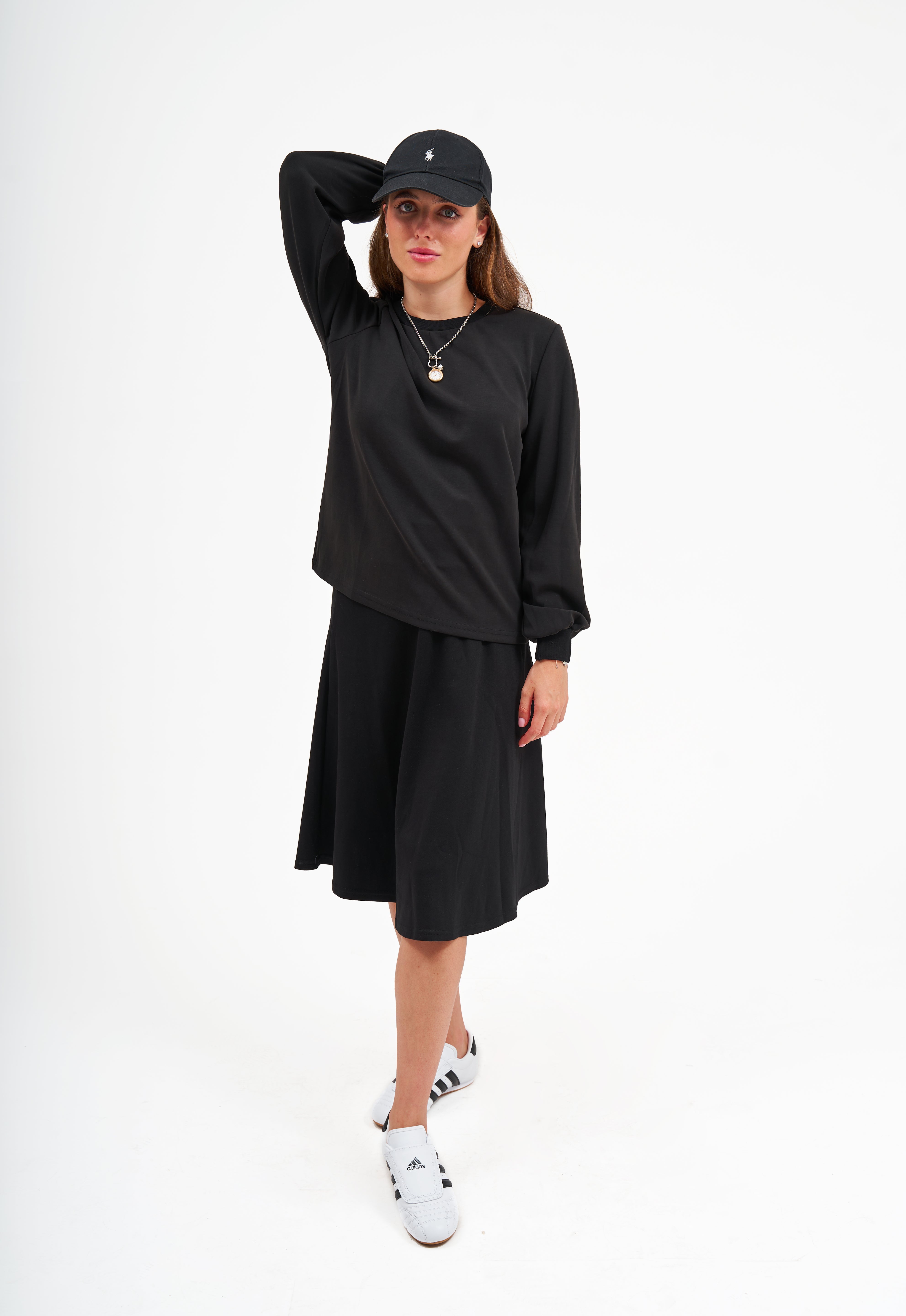 Modest Black Puff Sleeve Top – Women's Casual Top