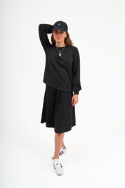 Modest Black Puff Sleeve Top – Women's Casual Top